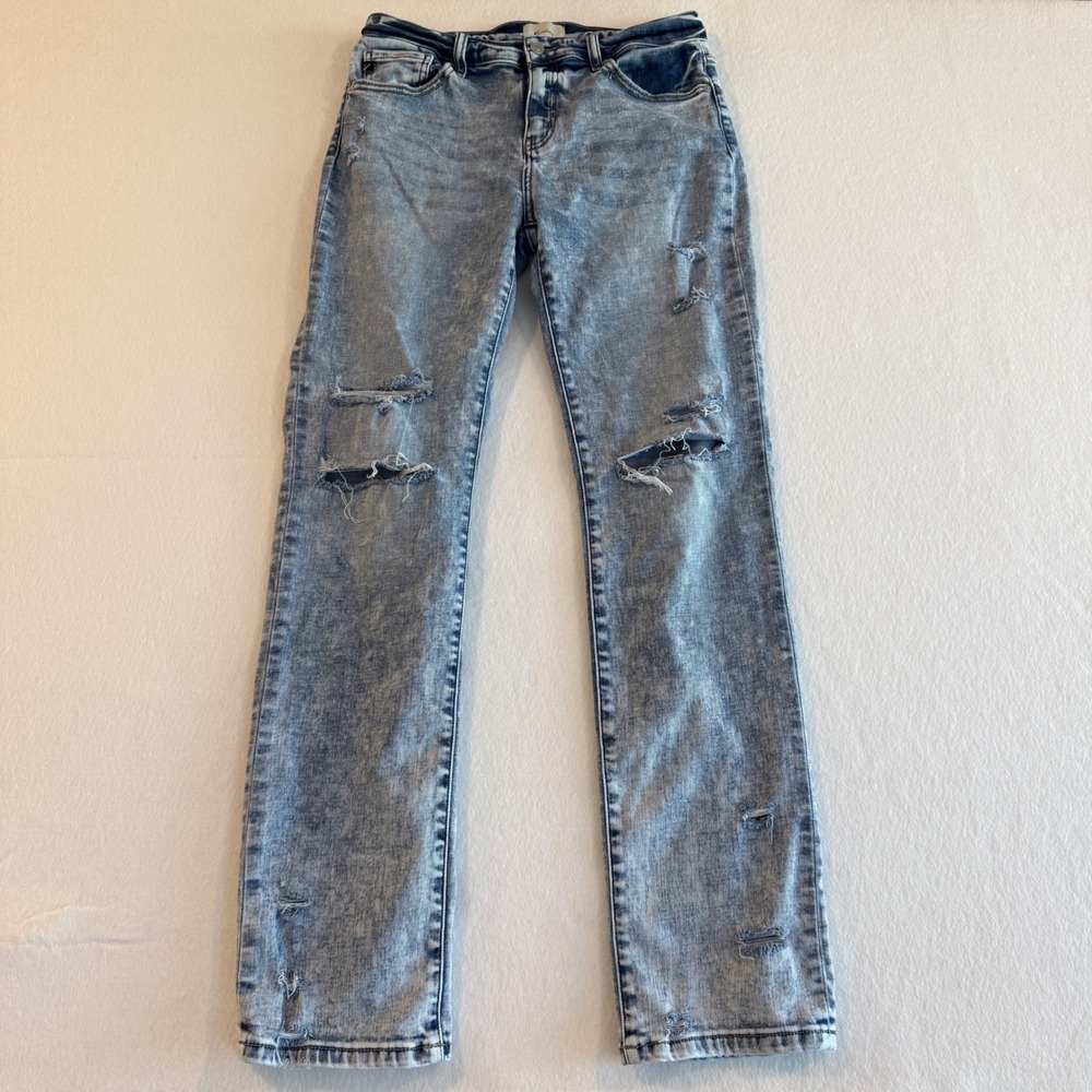 KanCan‎ Distressed Slim Straight Jeans Women 9/28 Light Blue Acid Wash